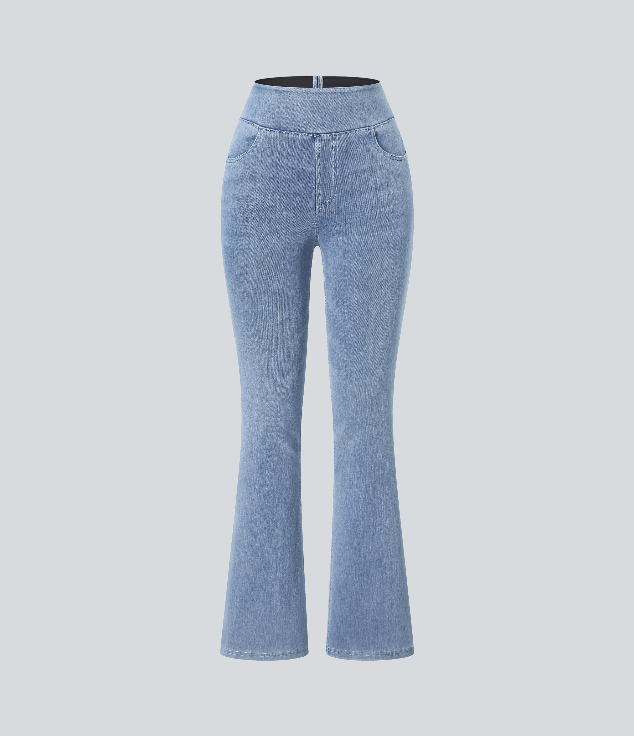 FlexHigh Waisted Pockets Washed Casual Bootcut Jeans