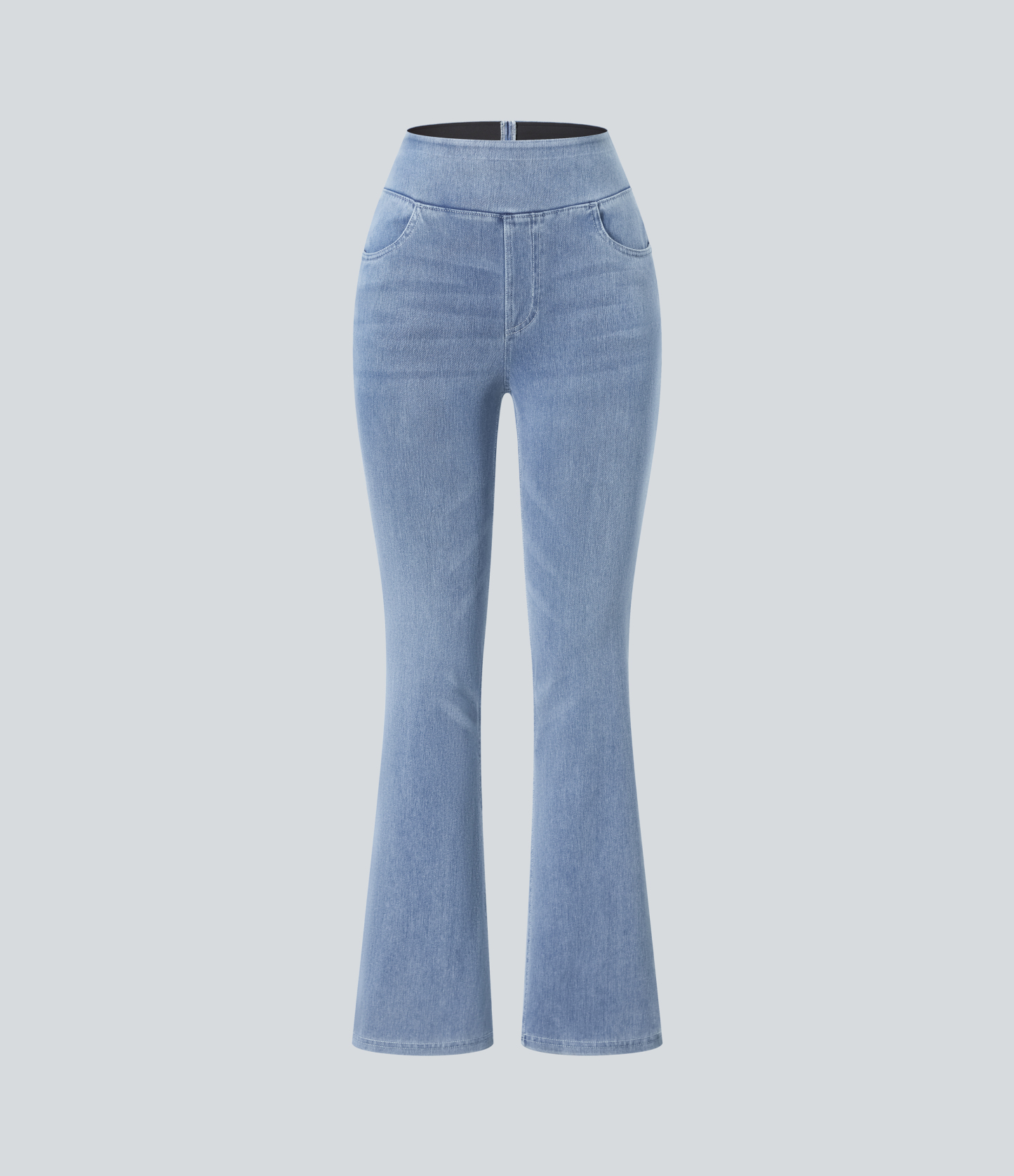 FlexHigh Waisted Pockets Washed Casual Bootcut Jeans