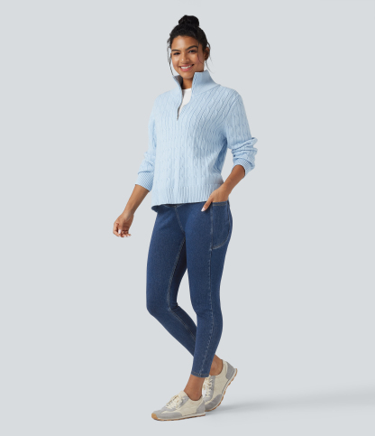 FlexCrossover Pocket Washed Denim Work Leggings