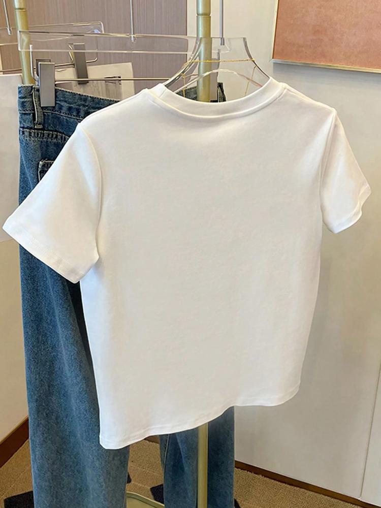 Girls Summer Fashion Creative Letter Pattern Print Short Sleeve T-Shirt, Outdoor Casual Comfortable Wear, Fitted Style, Moderate Fabric Funny Graphic Tee