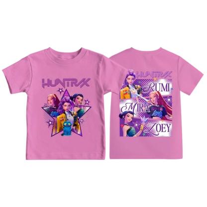 Huntrix Girls T-Shirt , Demon Hunters,Vintage Huntrix Shirt, Huntrix Fan Shirt Gift, Rumi Zoey Mira Graphic Shirt, Huntrix 6-7 Years