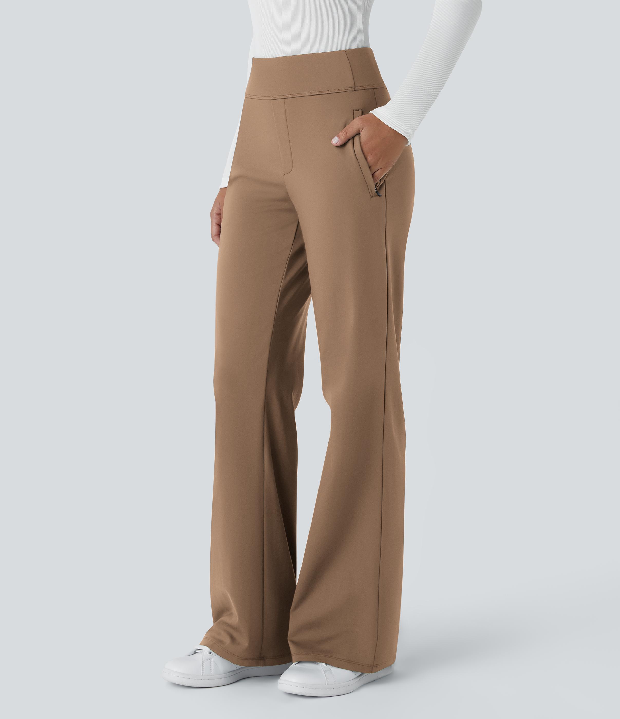 FlexMid Rise Side Zipper Pocket Work Flare Pants