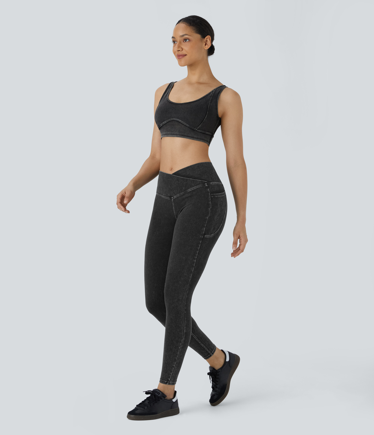 FlexCrossover Pocket Washed Denim Work Leggings