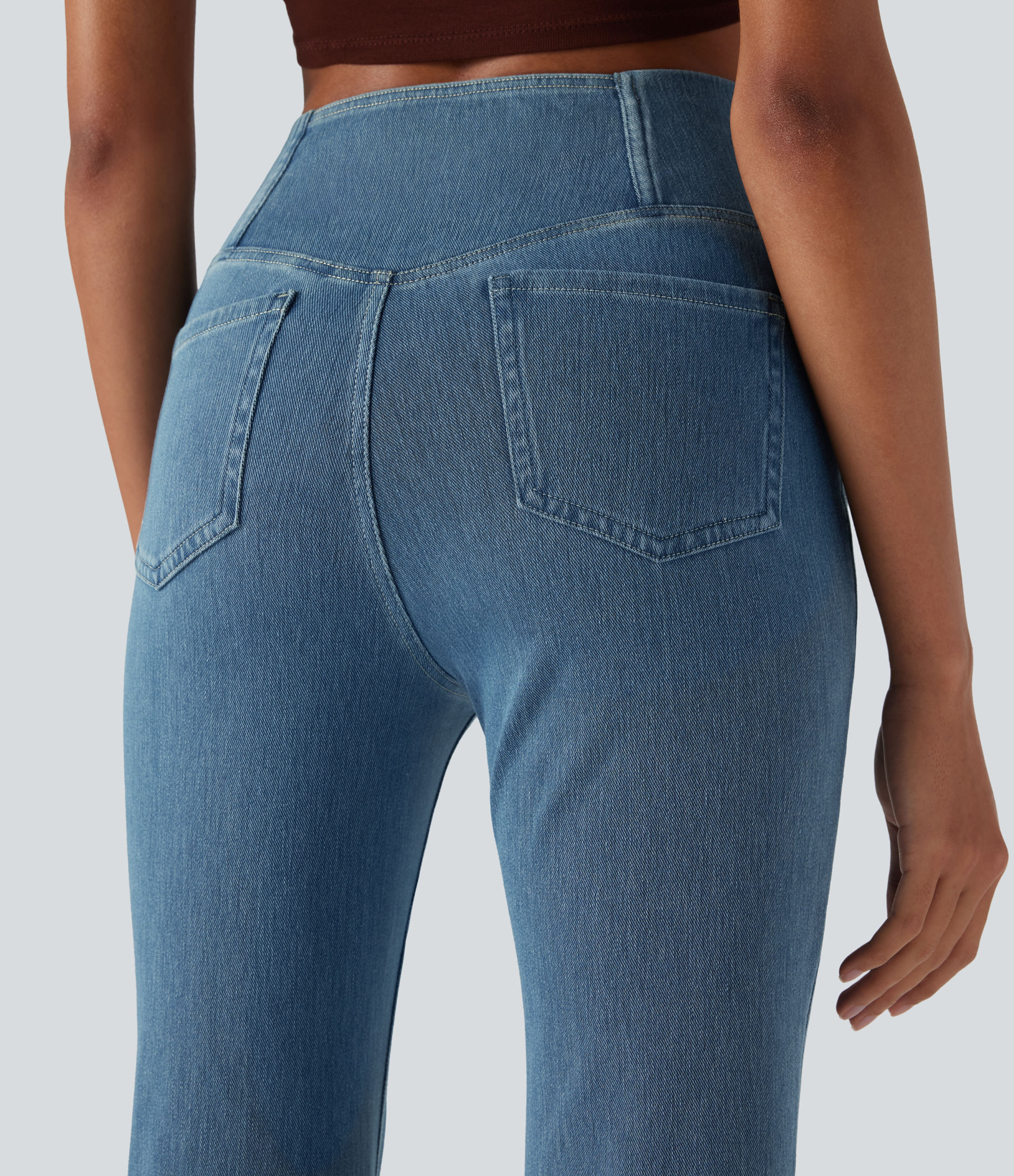 FlexHigh Waisted Crossover Pocket Washed Casual Jeans