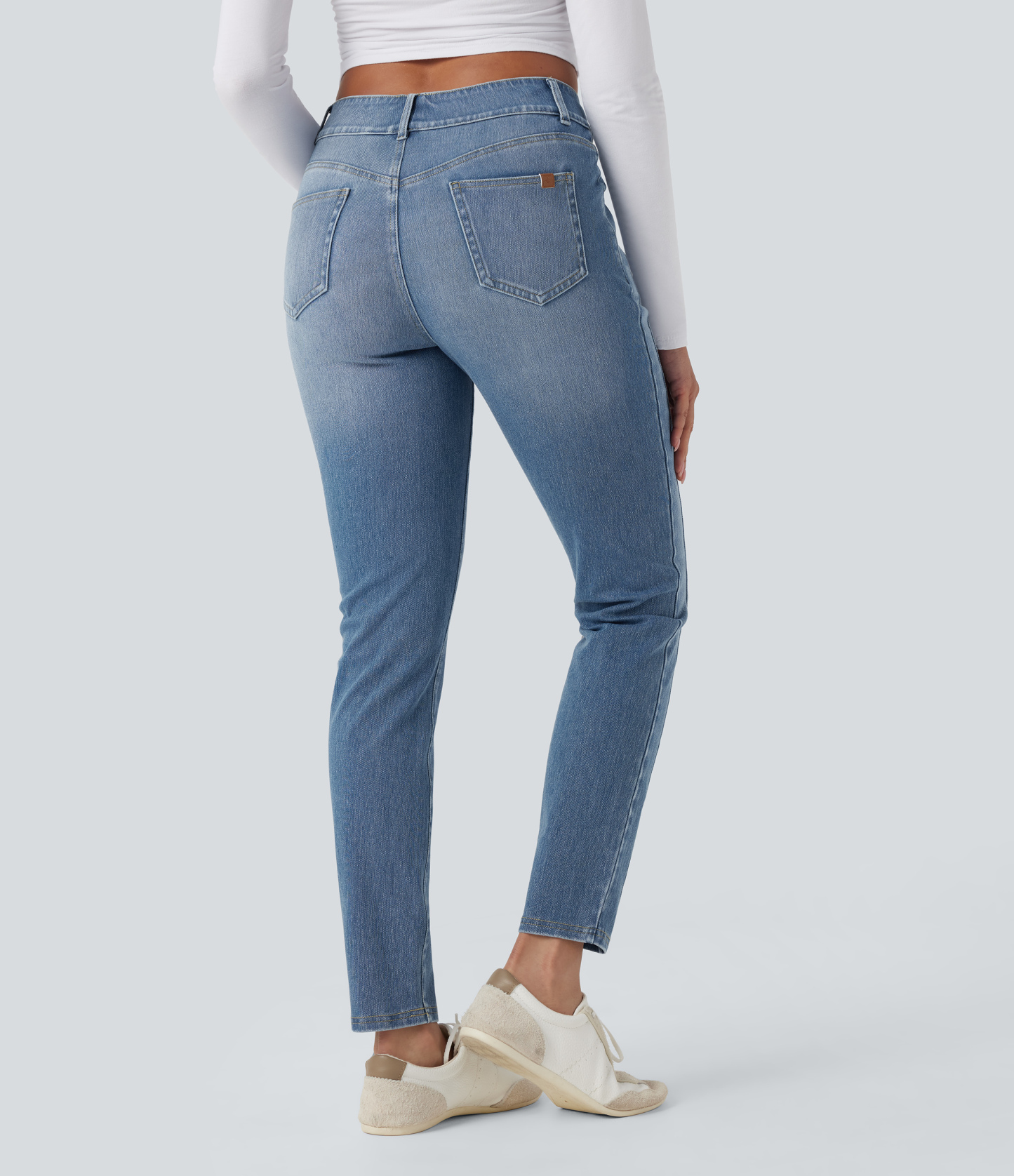 FlexMid Rise Washed Casual Skinny Jeans with Pockets