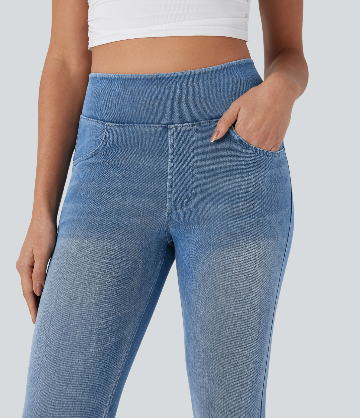 FlexHigh Waisted Pockets Denim Casual Leggings