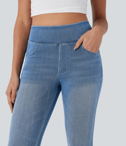 FlexHigh Waisted Pockets Denim Casual Leggings