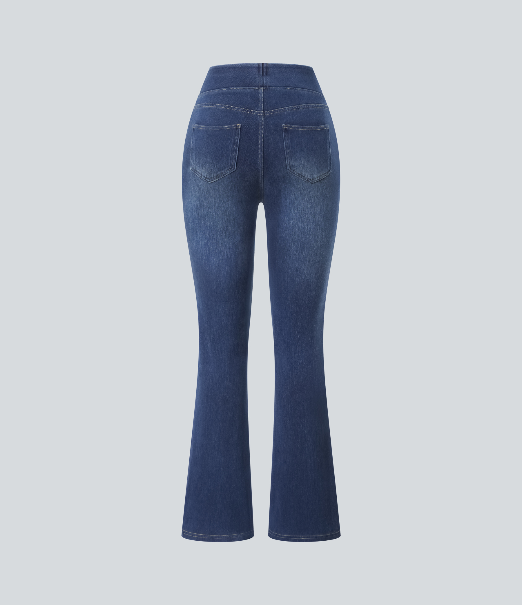 FlexHigh Waisted Pockets Washed Casual Bootcut Jeans
