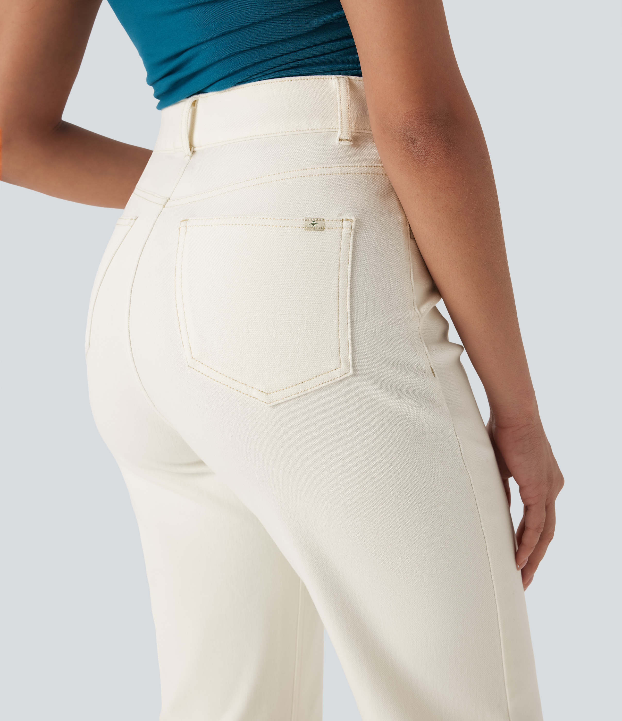 FlexHigh Waisted Pockets Straight Leg Washed Casual Jeans