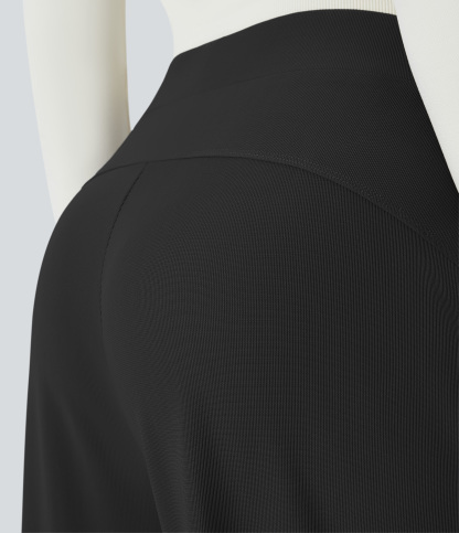 FlexHigh Waisted Body Sculpt Waist-Slimming Pocket Wide Leg Micro Waffle Work Pants