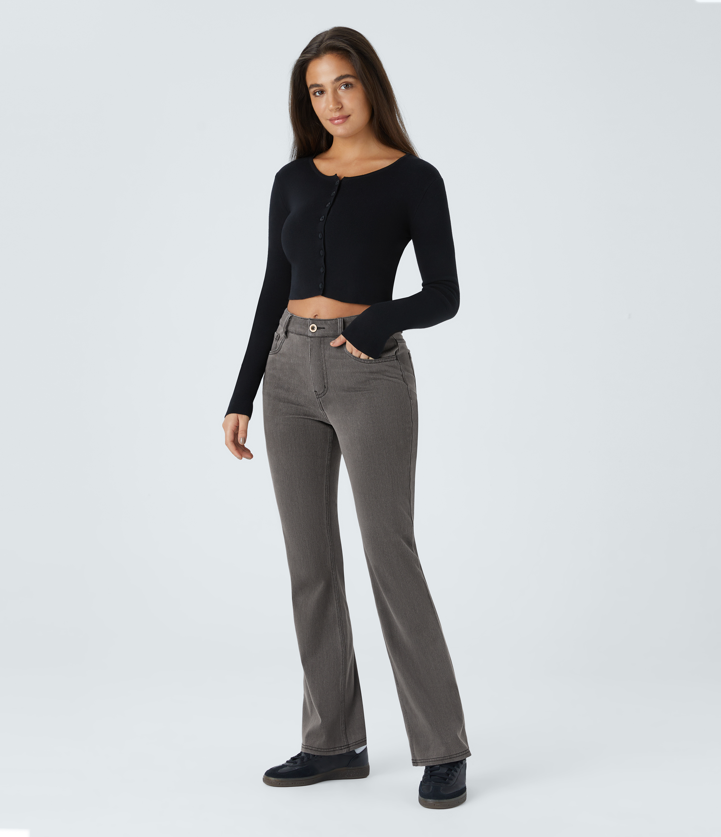 FlexMid Rise Pockets Casual Bootcut Jeans