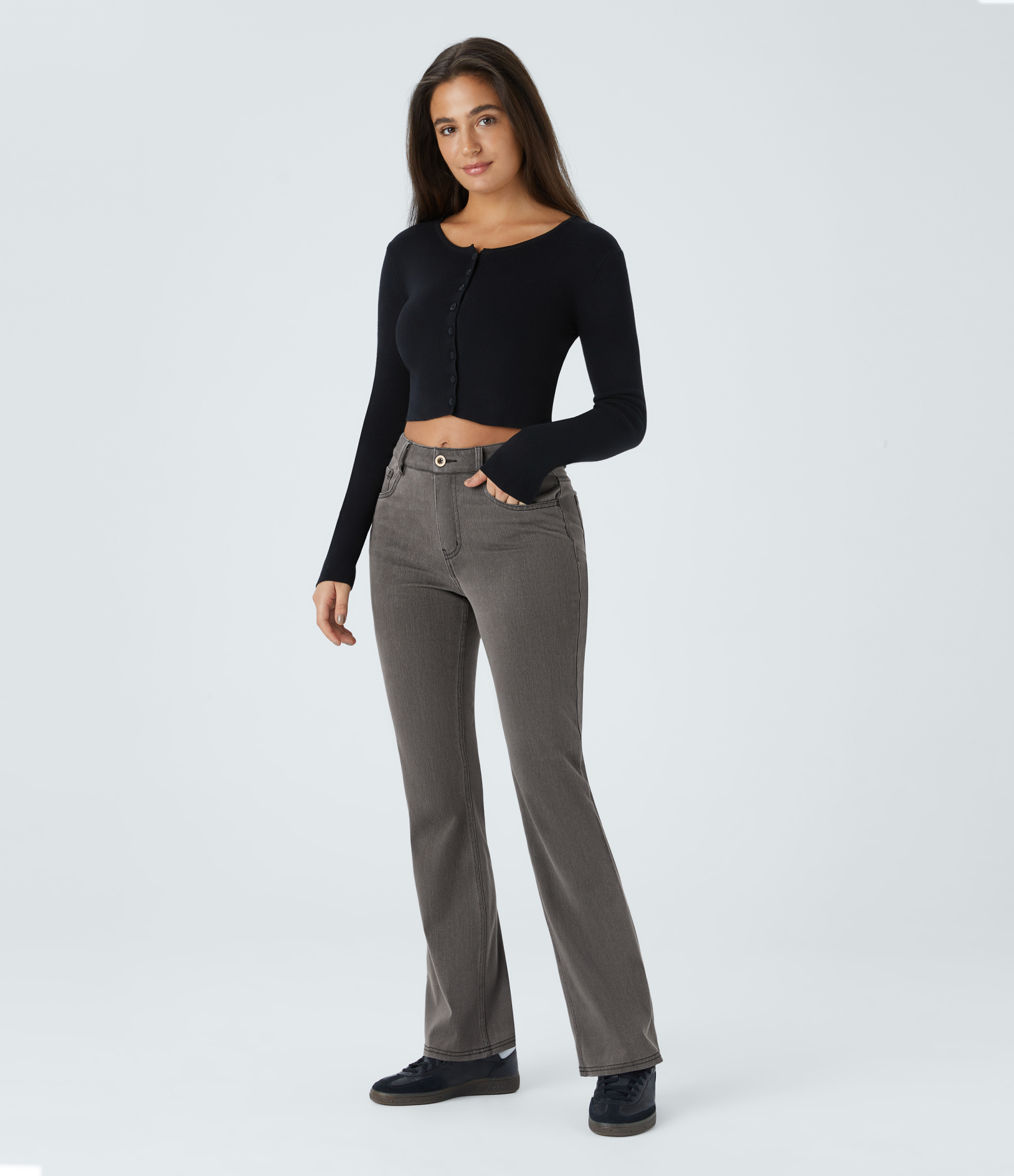 FlexMid Rise Pockets Casual Bootcut Jeans