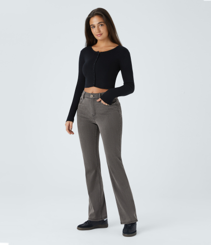 FlexMid Rise Pockets Casual Bootcut Jeans