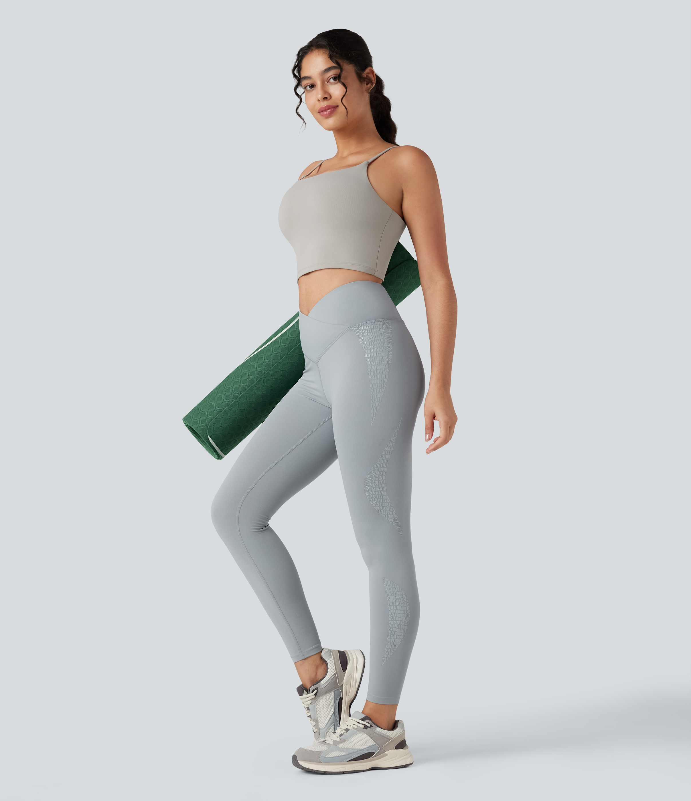 SoftlyZeroHigh Crossover Waisted Skinnny Yoga 7/8 Leggings with Pockets-UPF50+