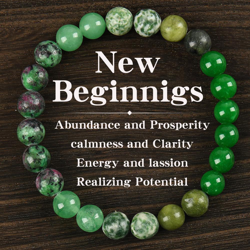 New Beginning Handcrafted Bracelet with Green Aventurine & Epidote Granite - Crystal Jewelry for Prosperity, Peace & Hope  Crystal  Bracelet