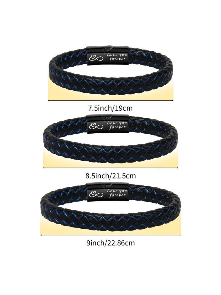 Men's Vintage Synthetic Leather Bracelet, with Gift Card, Fashionable Knotted Bracelet for Husband from Wife, Birthday Gifts for Son from Mom