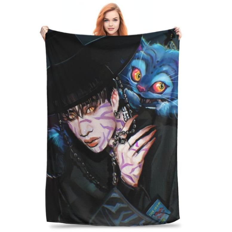 HUNTRIX KPOP Demon Hunters Anime Blanket Cover Flannel Throw Blankets Airplane Travel Portable Ultra-Soft Warm Bedspreads,,Zoey Rumi Mira, Gift For Men & Women & Kids, K-Pop Demon Hunters Blankets