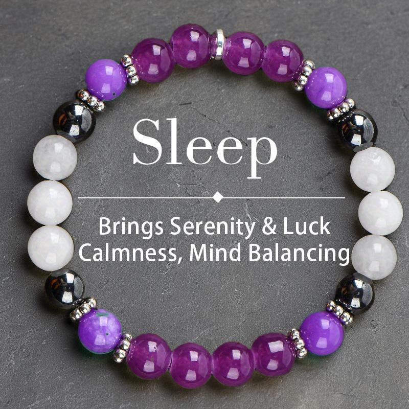 help sleep Purple Crystal Bead Elastic Bracelet - Perfect Gift for Men And Women, Brings Serenity8 Luck -Sparkling Faux Crystal Jewelry, Infused with Prosperity Energy