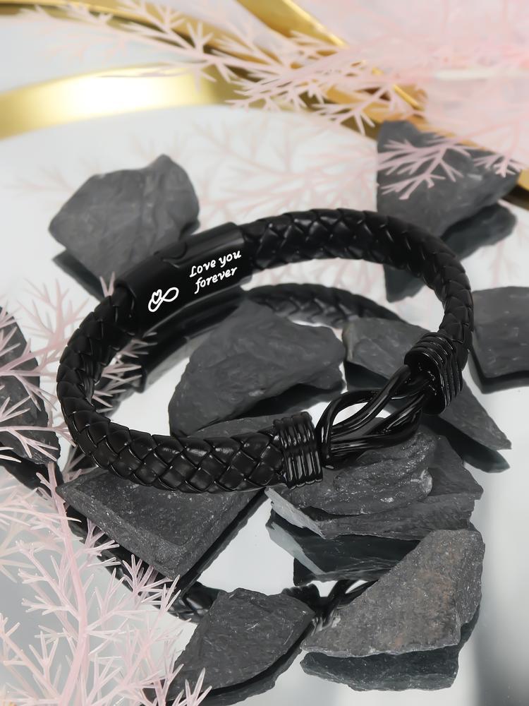 Christmas & Birthday Gift for Son, Meaningful Leather Bracelet for Son from Mom, Stocking Stuff for Son, Casual All-Season Wear, Durable & Stylish Accessory