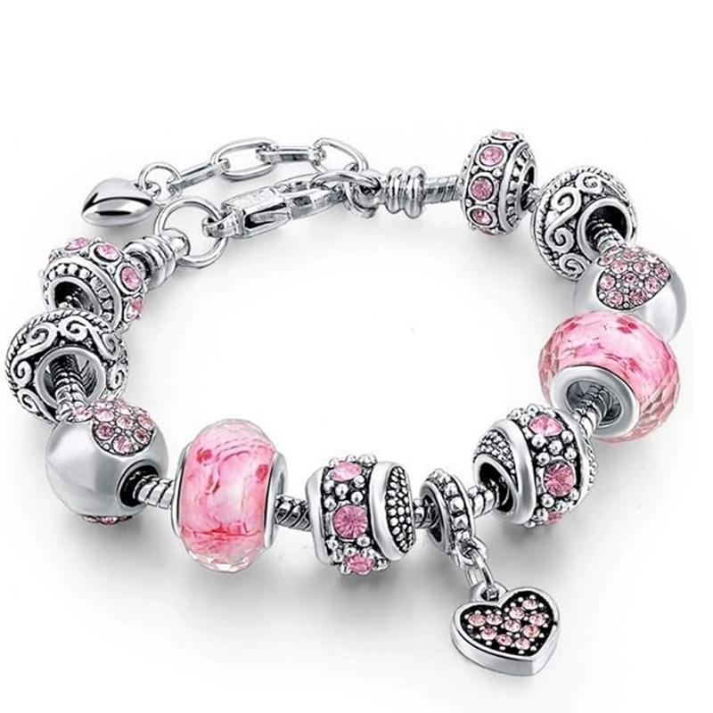 ARPURRAINA Pink Heart-Shaped Pendant Bracelet Set Exquisite Jewelry Gi