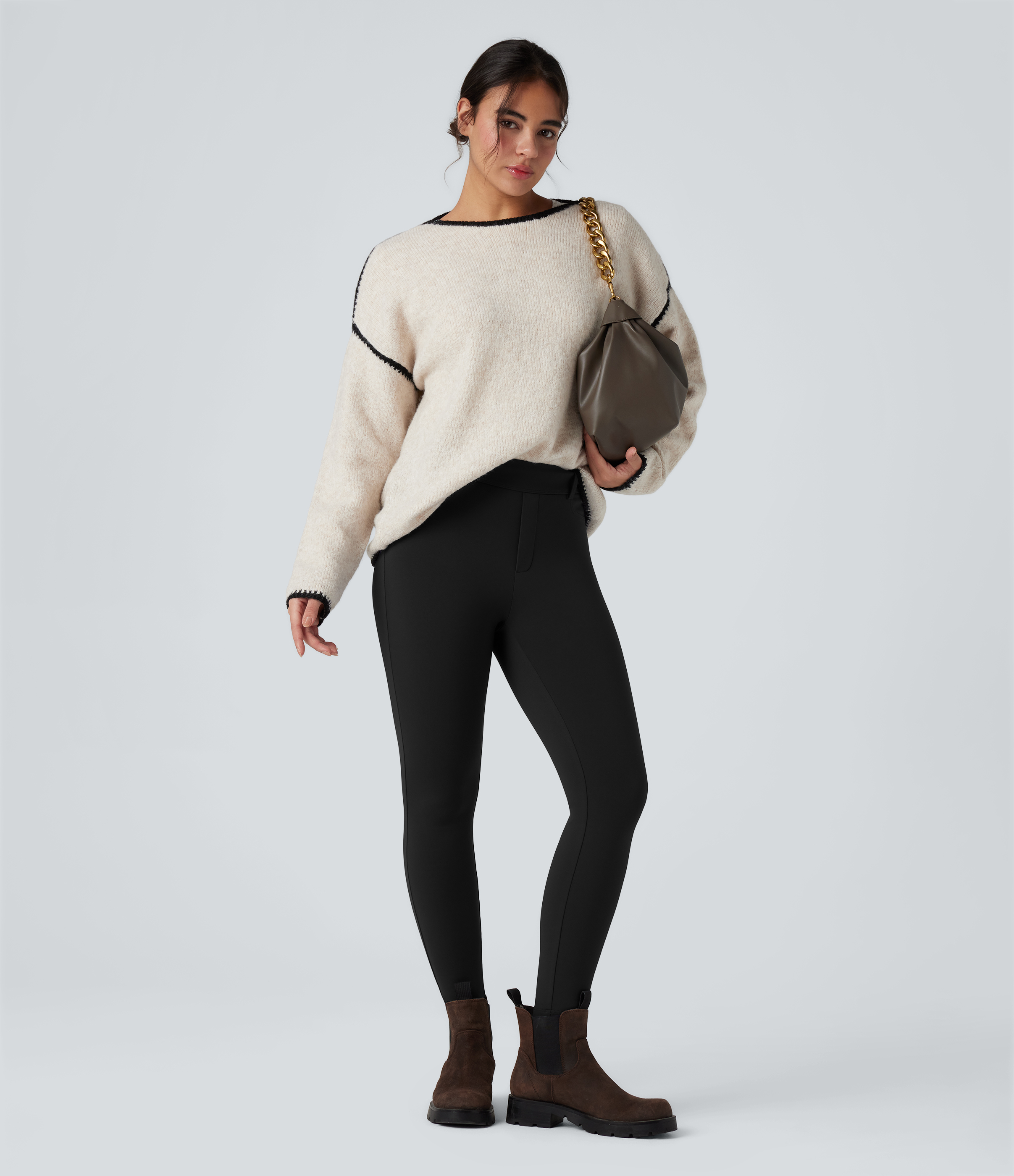 SoftlyZeroPlush Thermal High Waisted Casual 7/8 Leggings with Pockets