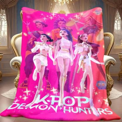 K-Pop Demon Hunters Dream Blanket Soft Warm Throw For Fans Women Girls & Kid Perfect Gift For Decor Daily Rest Ideal For Living Room Sofa Christmas Halloween Birthday Gift,Zoey,Ruimi,MiRa,Jinu,Huntrix,Kpop Demon Hunters Merch, Christmas Gift