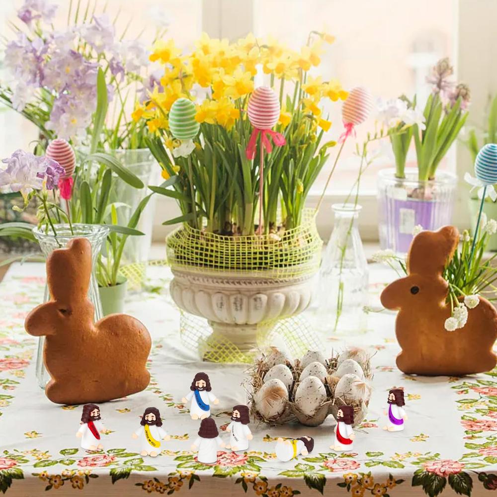 【Jesus loves you】50 Pcs Mini Jesus Figures Little Cute Jesus Ornaments Original Design Decorations for Religious Party Favors Sunday School Baptism Memorial Day Father's Day Gifts