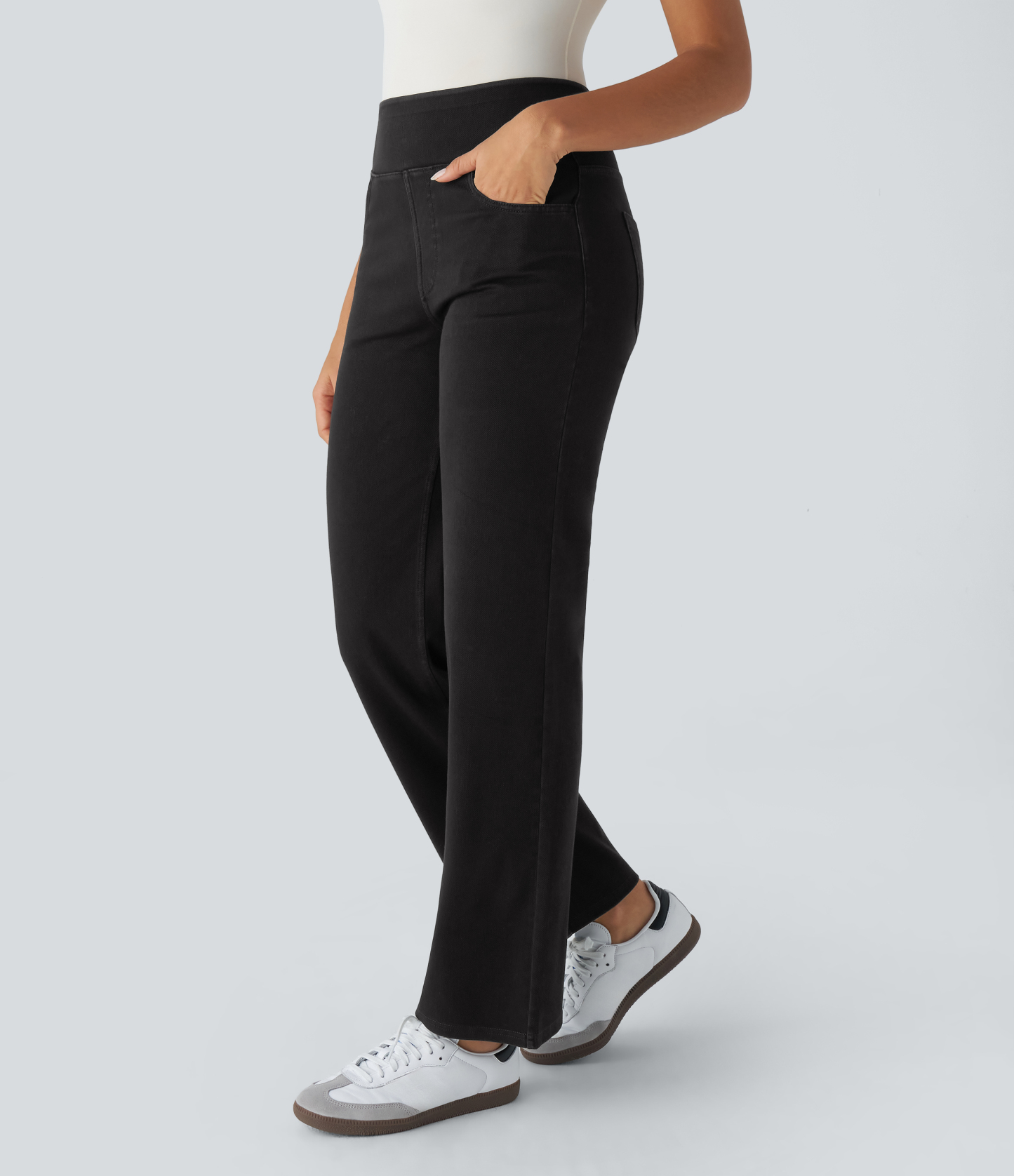 FlexHigh Waisted Pockets Straight Leg Work Jeans