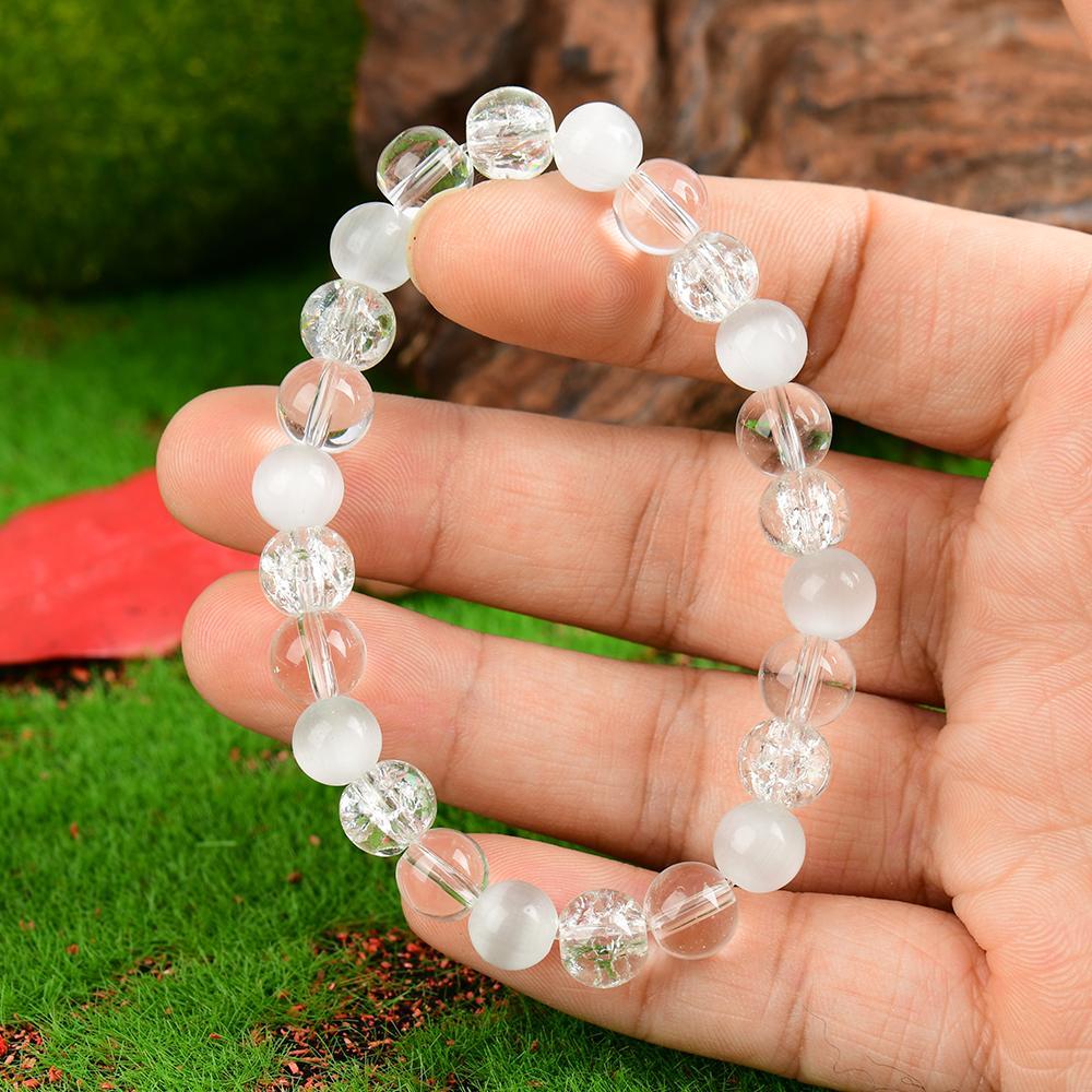 Reduce Stress Relieve Anxiety Handcrafted  Relief Quartz Bracelet Transparent Stone, I Jewelry Gifts, fahlo  bracelet blue bracelet encouragement gift fashion artificial unisex jewelry gift Colorblock Beaded Crystal Bracelet chakra bracelet