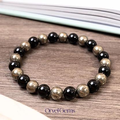 Wealth & Success Crystal Bracelet - Pyrite Citrine Black Tourmaline Healing Gemstone Beads 8mm - Spiritual Natural Stone Gift for Men & Women, Christmas, Birthday, New Year, Thanksgiving, Halloween #TikTokShopBlackFriday