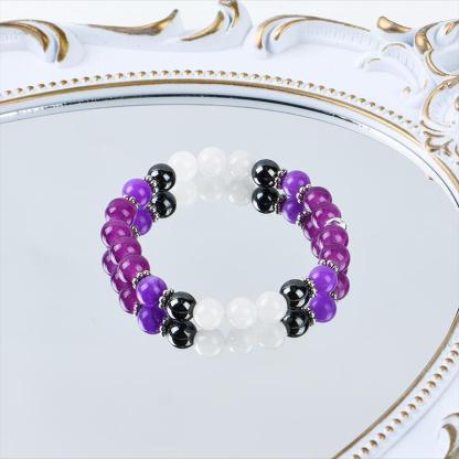 help sleep Purple Crystal Bead Elastic Bracelet - Perfect Gift for Men And Women, Brings Serenity8 Luck -Sparkling Faux Crystal Jewelry, Infused with Prosperity Energy