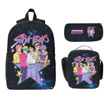 Saja Boys K POP Saja Boys School Backpack Set 3PCS - Cute Daypack Bookbag with Lunch Bag & Pencil Case, Perfect for Teens Adults School Work