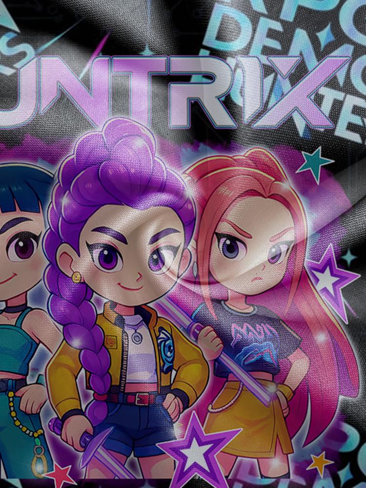 Girls Kpop Demon Hunters Korean Fashion Hoodie, Comfortable Spring & Fall Sweatshirt, Durable Random Print, Perfect Christmas Gift