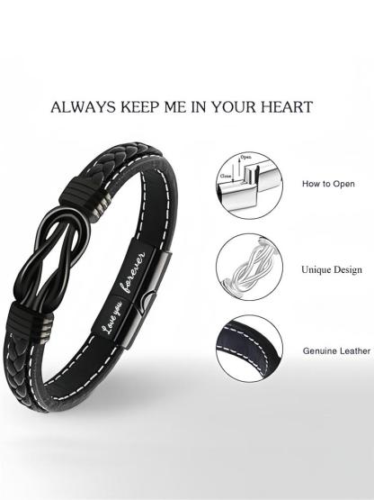 Leather Bracelet for Nephew, Braid Design, Artificial Leather Chain, Casual Style, All-Season Wear, Perfect Christmas & Birthday Gift, Handmade Jewelry