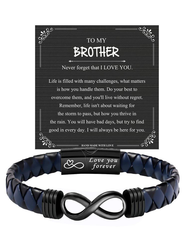 Christmas Gift Ideas for Brothers, Artificial Leather Bracelet & Necklace Set, Stocking Stuff for Brother, Casual All-Seasons Accessory for Him