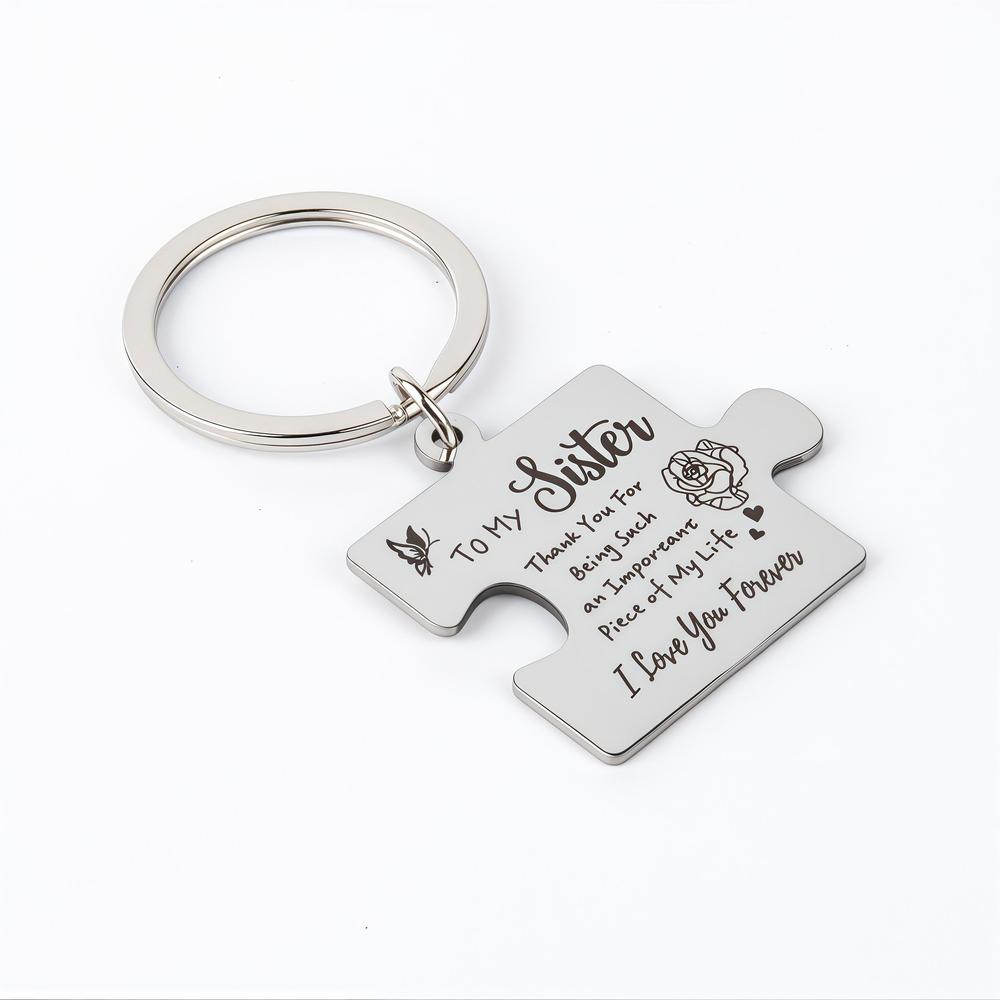 2 Pcs "To My Sister" Stainless Steel Round Keychain - A Heartfelt Gift, Wallet Accessory, Durable, Rust-resistant, Engraved With Message Key Ring, Easy To Attach, Perfect Gift For Siblings, Family, Or Friends