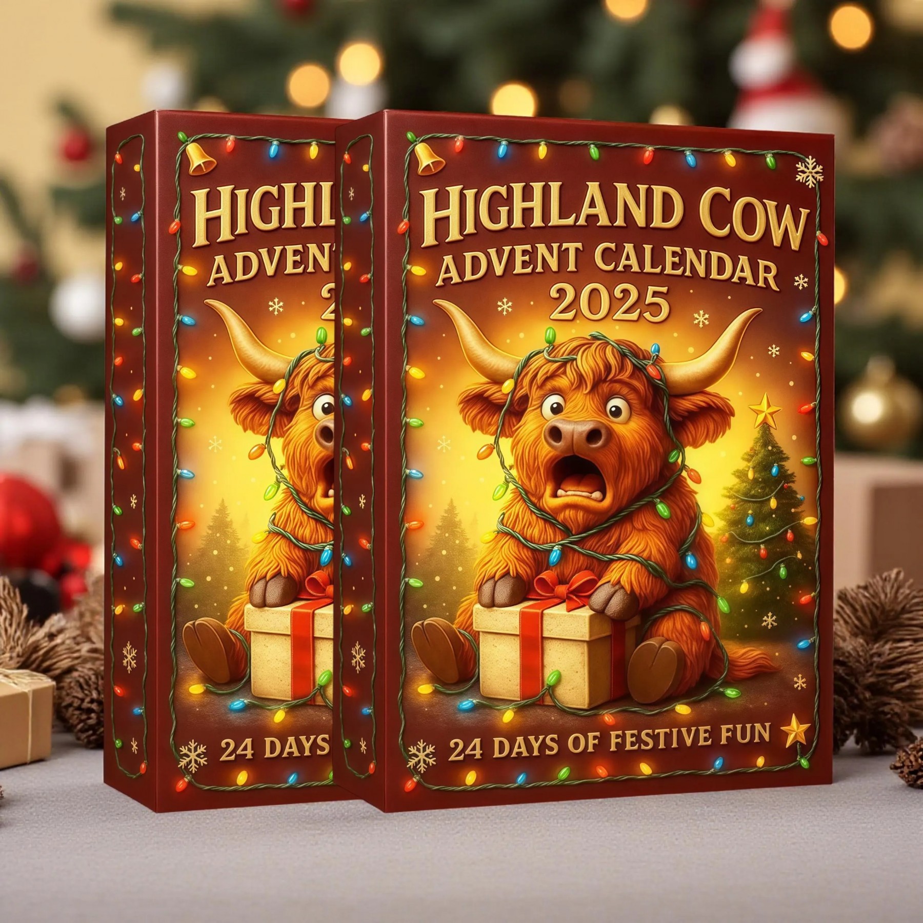 Highland Cow Advent Calendar: 24 Resin Farmhouse Christmas Figurines.