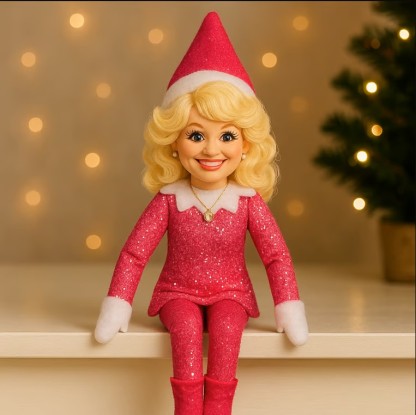 Dolly Parton On A Stoop Christmas Elf Doll