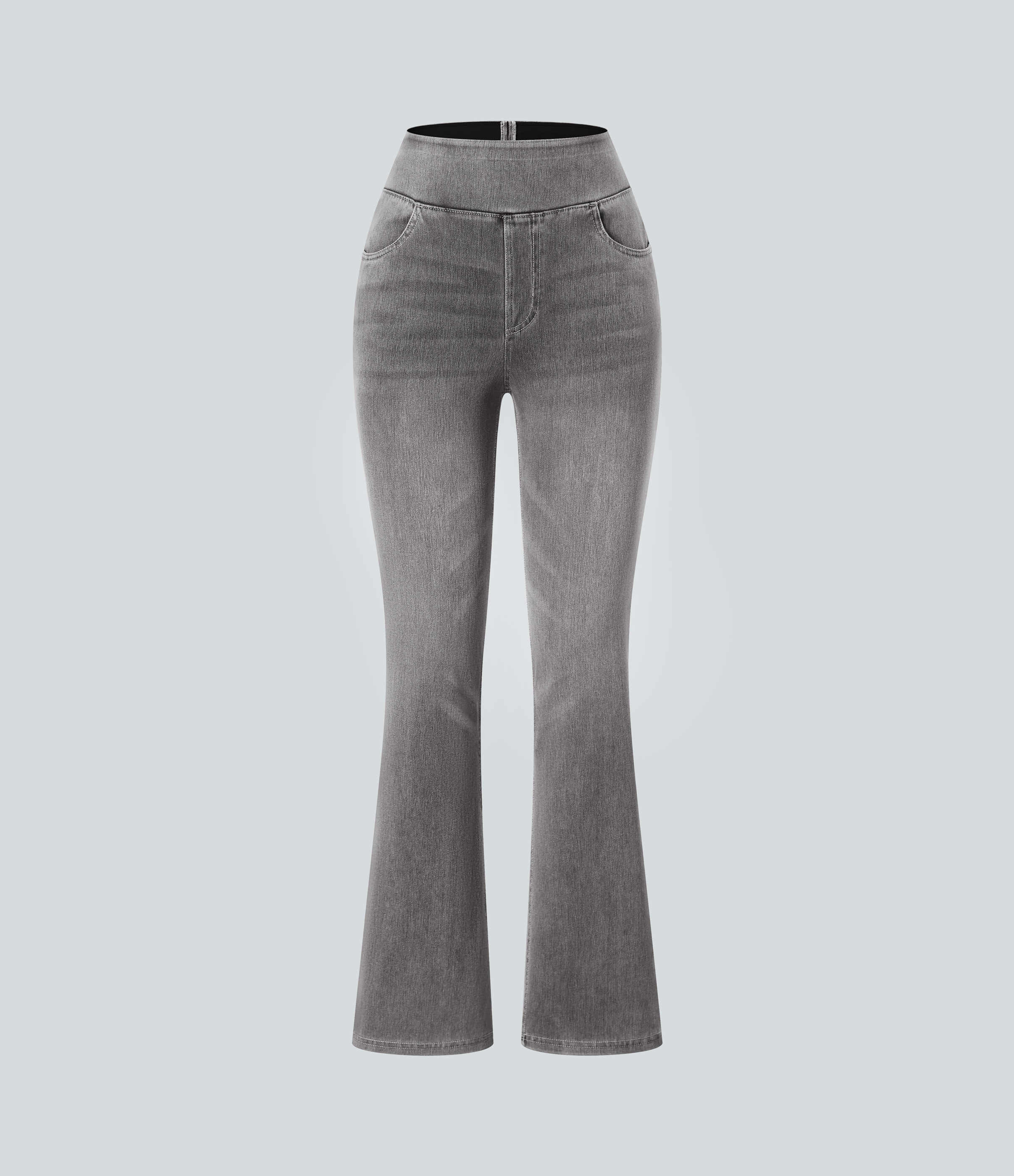 FlexHigh Waisted Pockets Washed Casual Bootcut Jeans