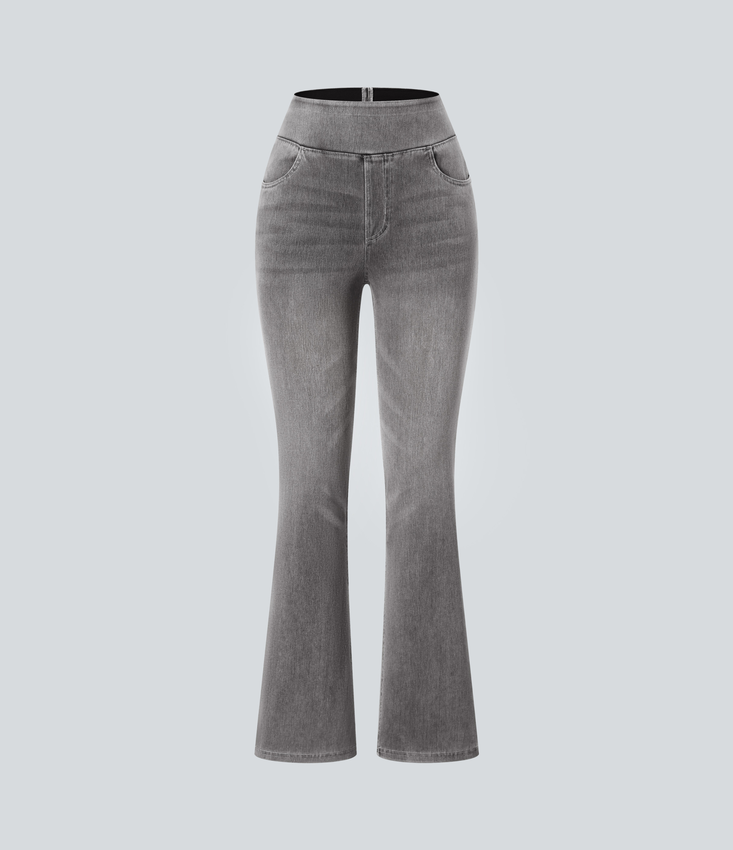 FlexHigh Waisted Pockets Washed Casual Bootcut Jeans