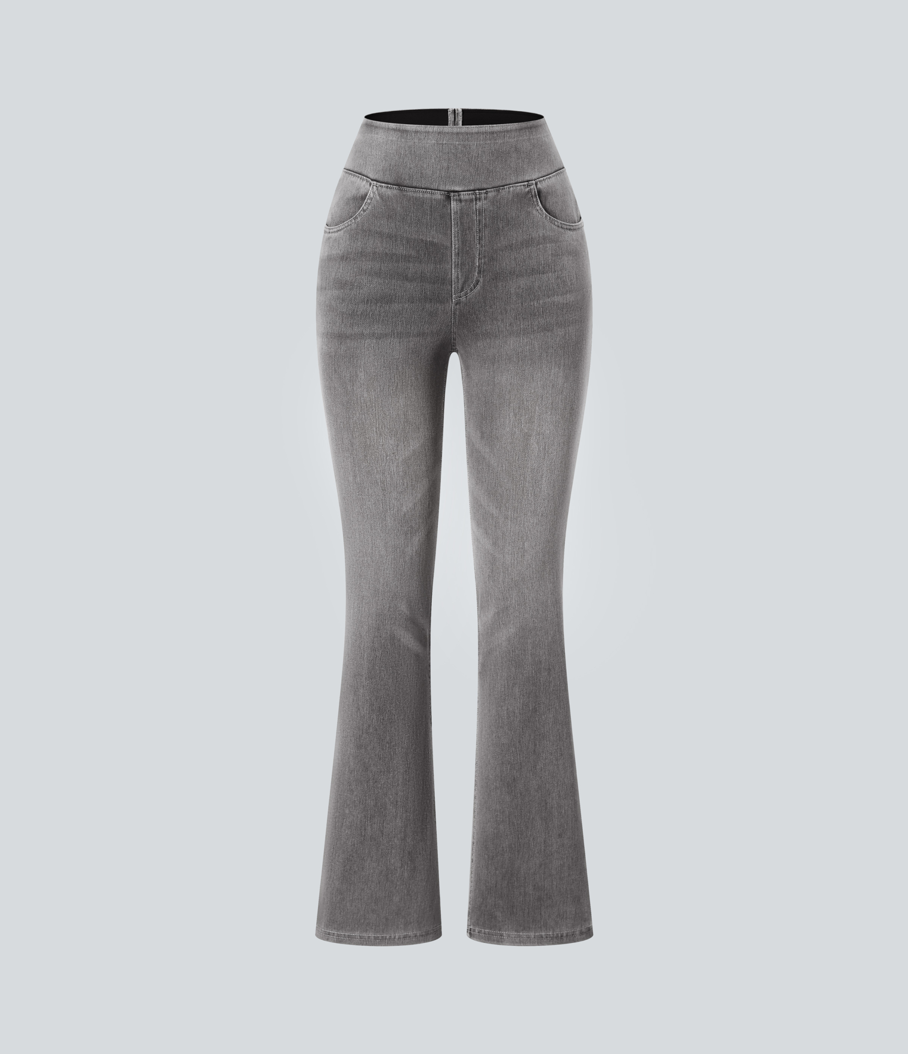 FlexHigh Waisted Pockets Washed Casual Bootcut Jeans