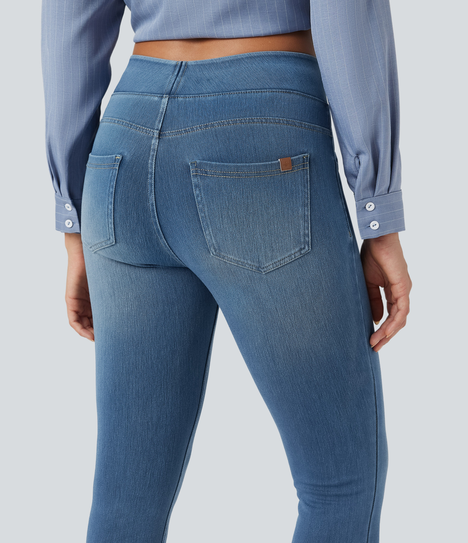 FlexHigh Waisted Pockets Denim Casual Leggings