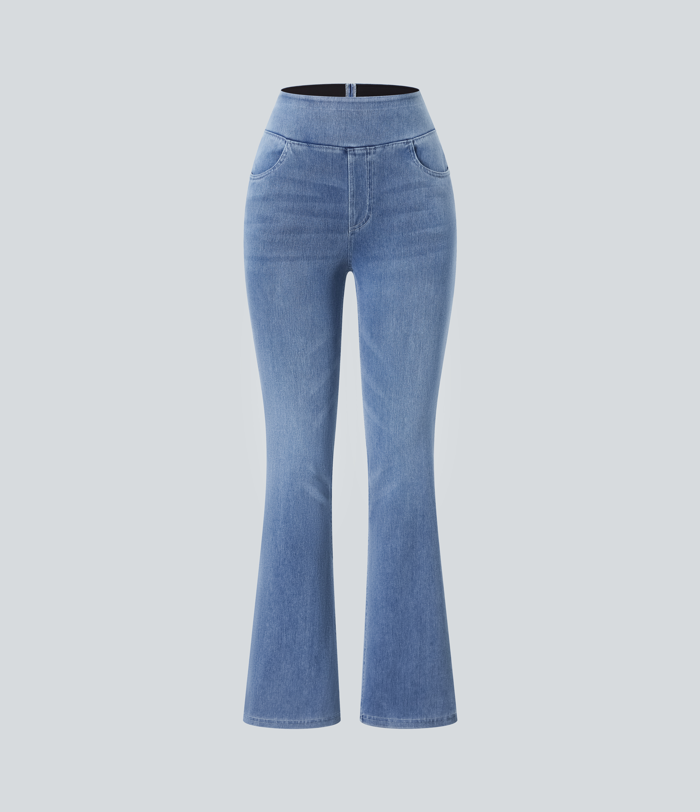 FlexHigh Waisted Pockets Washed Casual Bootcut Jeans