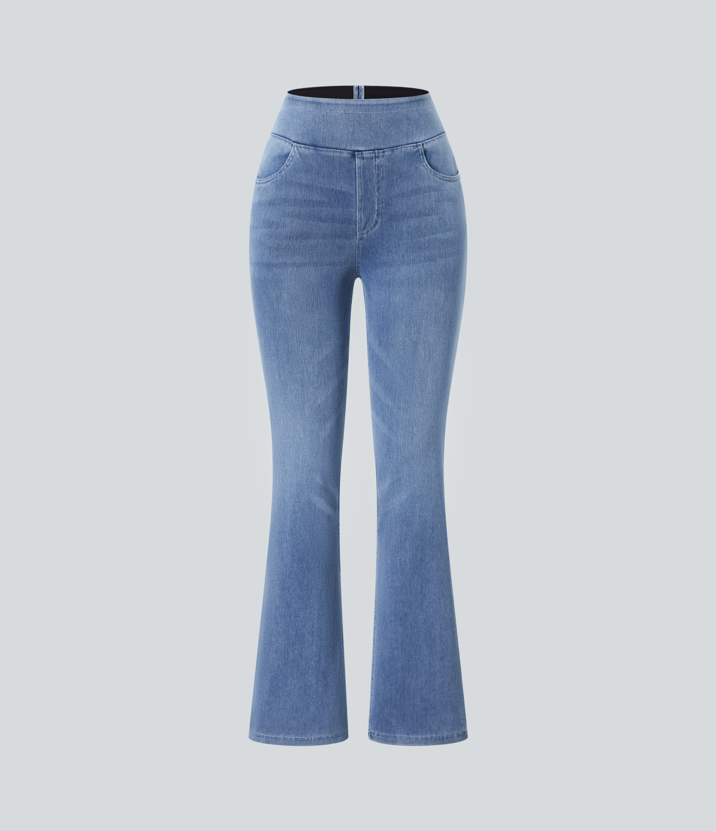 FlexHigh Waisted Pockets Washed Casual Bootcut Jeans