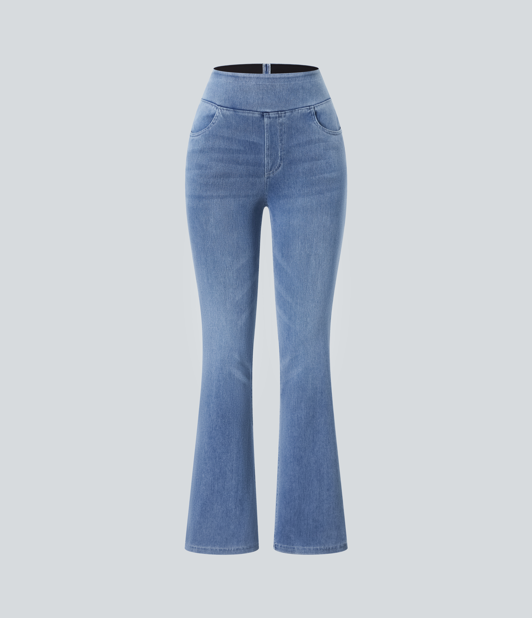 FlexHigh Waisted Pockets Washed Casual Bootcut Jeans