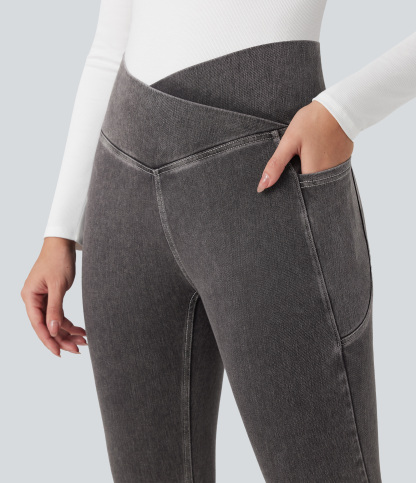 FlexCrossover Pocket Washed Denim Work Leggings