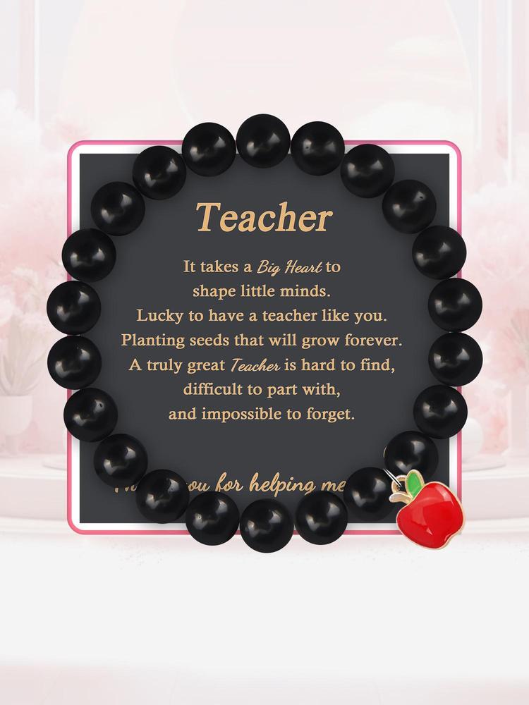 Teacher's Day Gift, Red Apple Bracelet Gift for Teacher, Thank You Gift for Teacher, Christmas Gift for Teacher