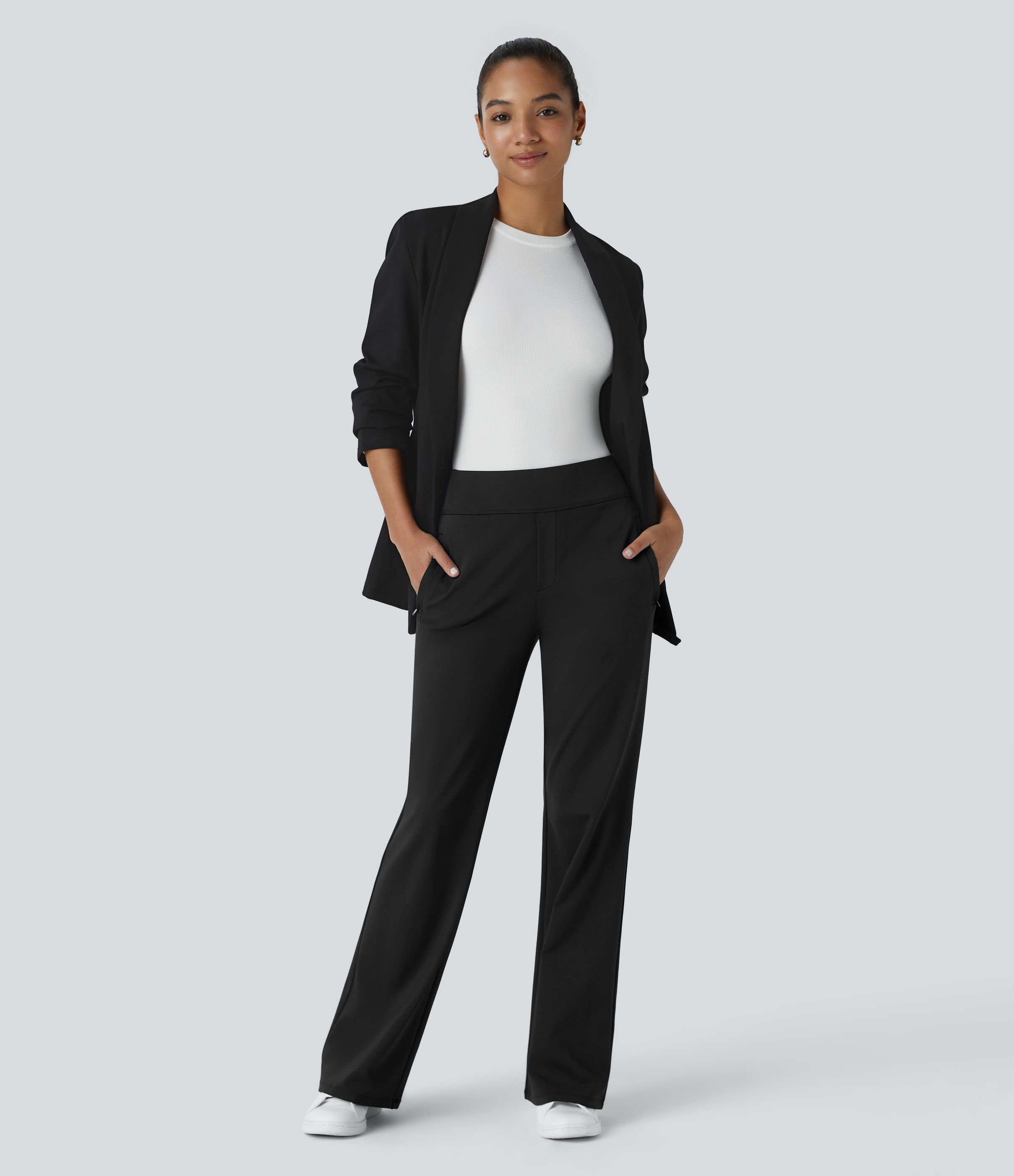 FlexMid Rise Side Zipper Pocket Work Flare Pants