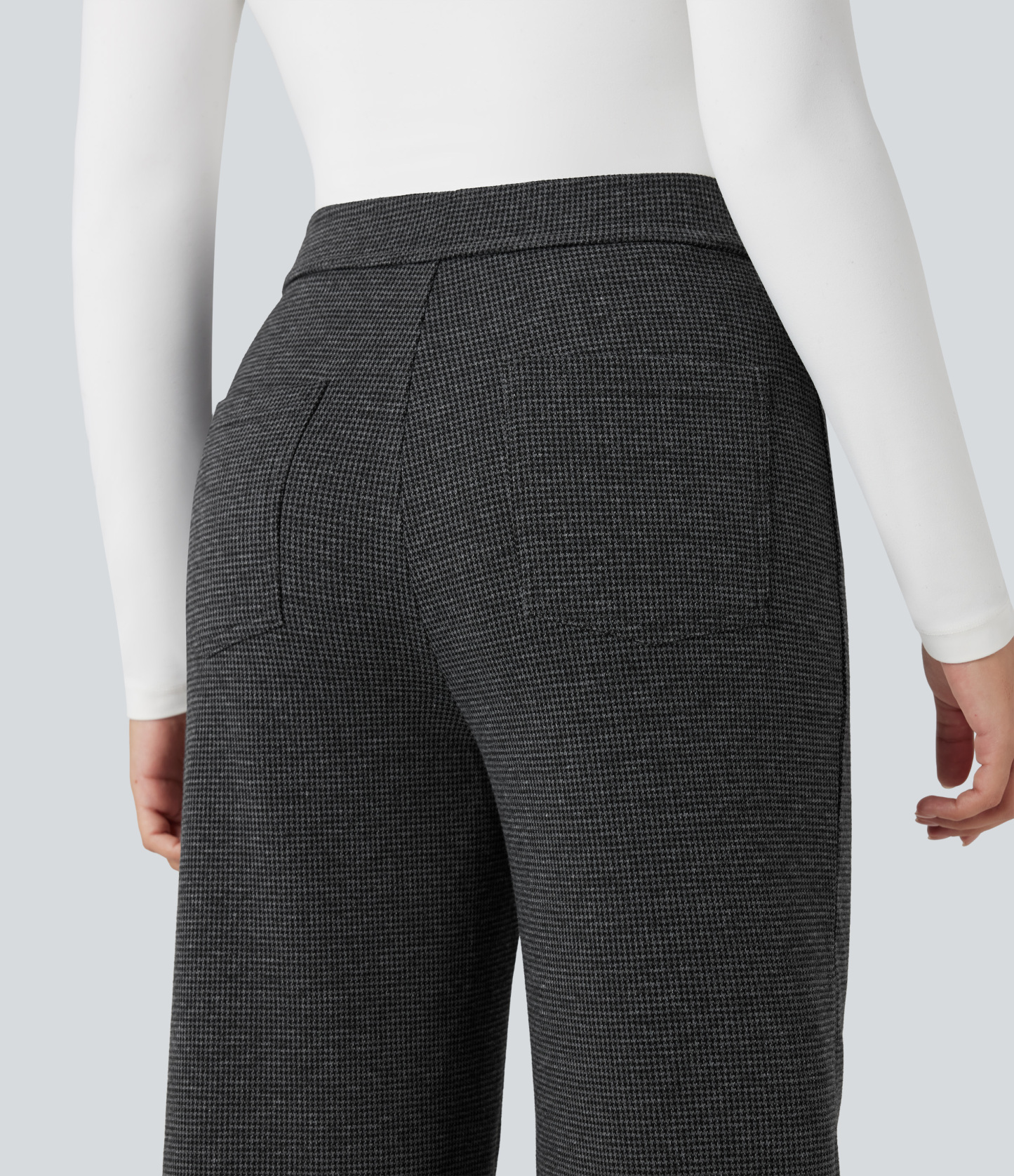 FlexHigh Waisted Houndstooth Straight Leg Work Pants with Pockets