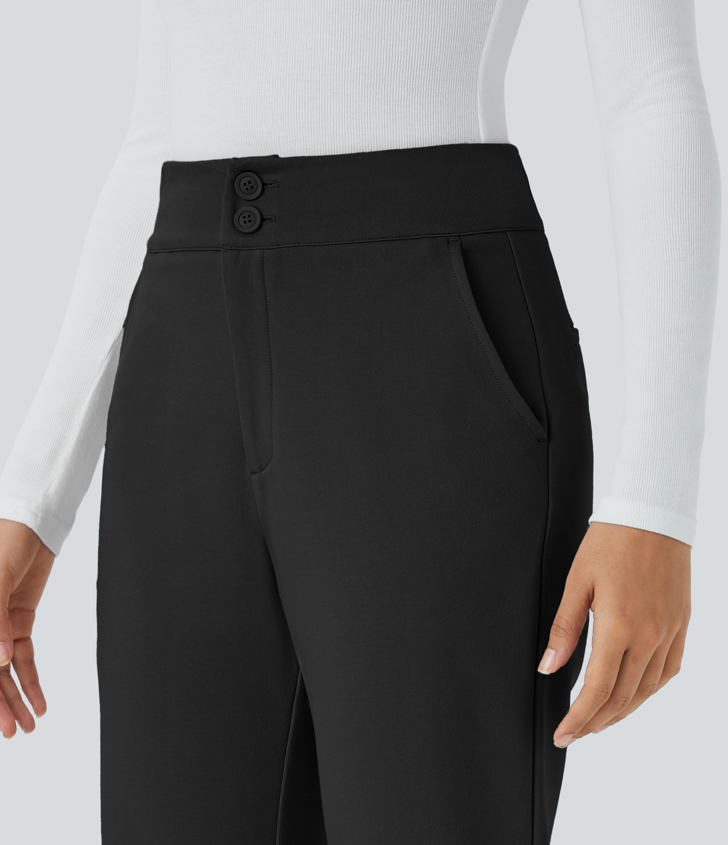 FlexHigh Waisted Zipper Pocket Slim Fit Work Pants